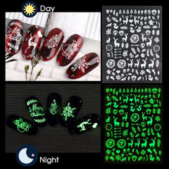 Christmas Luminous Nail Art Stickers - Festive Sparkle for Your Nails