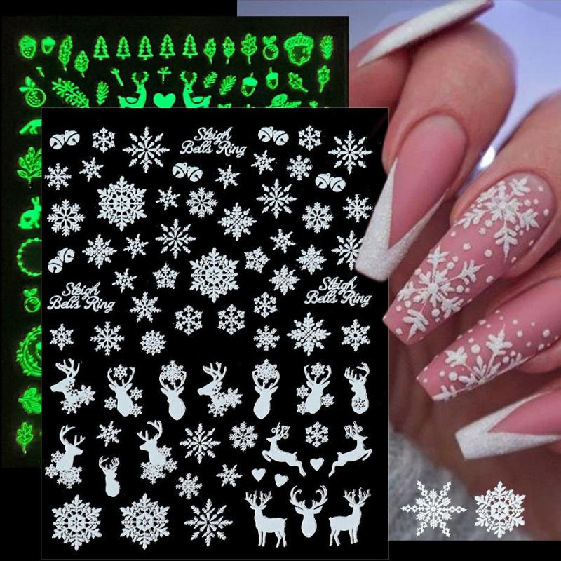 Christmas Luminous Nail Art Stickers - Festive Sparkle for Your Nails