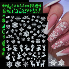 Christmas Luminous Nail Art Stickers - Festive Sparkle for Your Nails