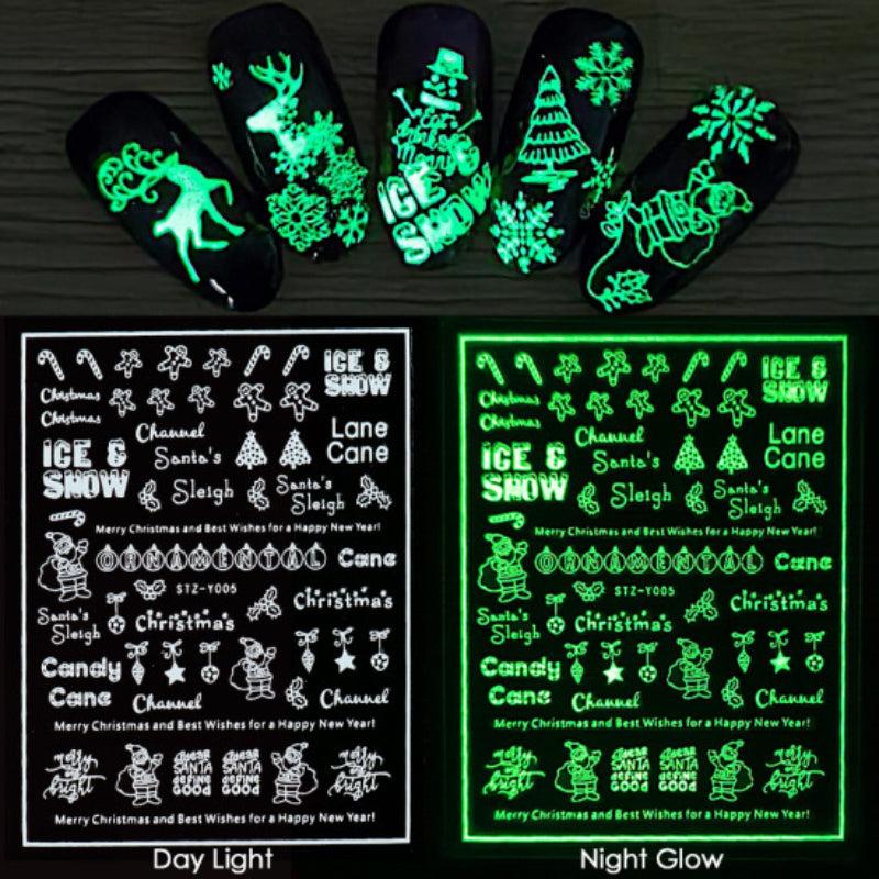 Christmas Luminous Nail Art Stickers - Festive Sparkle for Your Nails