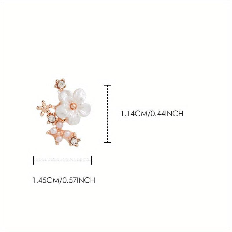 2pcs 3D Zircon Pearl Flower Nail Pendant Y2K Nail Art Charms