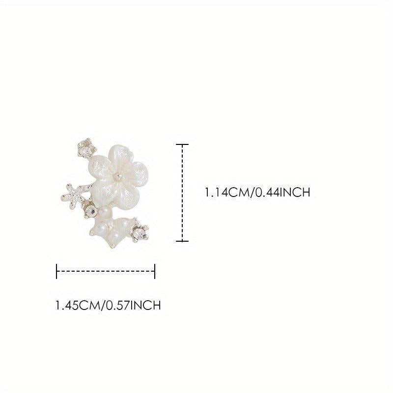 2pcs 3D Zircon Pearl Flower Nail Pendant Y2K Nail Art Charms