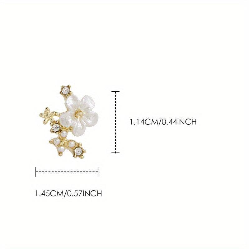 2pcs 3D Zircon Pearl Flower Nail Pendant Y2K Nail Art Charms