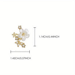 2pcs 3D Zircon Pearl Flower Nail Pendant Y2K Nail Art Charms