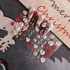 5D Christmas Nail Art Stickers Snowman Elk Santa Claus Snowflake