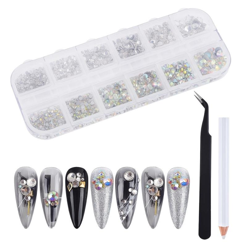 AB Clear Nail Rhinestones Kit for DIY Nail Art Crafts