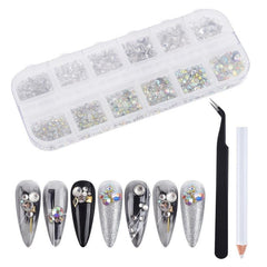 AB Clear Nail Rhinestones Kit for DIY Nail Art Crafts