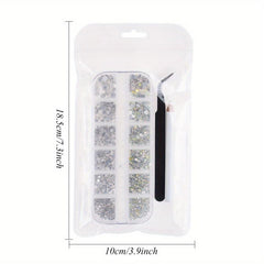 AB Clear Nail Rhinestones Kit for DIY Nail Art Crafts