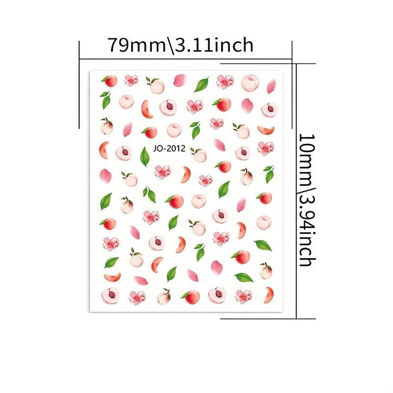 24pcs Cartoon Nail Art Stickers Fruit Flower Bunny Bear Self Adhesive Decals
