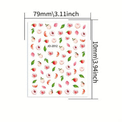 24pcs Cartoon Nail Art Stickers Fruit Flower Bunny Bear Self Adhesive Decals