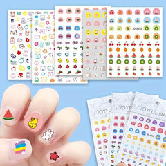 24pcs Cartoon Nail Art Stickers Fruit Flower Bunny Bear Self Adhesive Decals