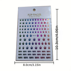 3D Holographic Maple Leaf Nail Art Stickers Self Adhesive Decals