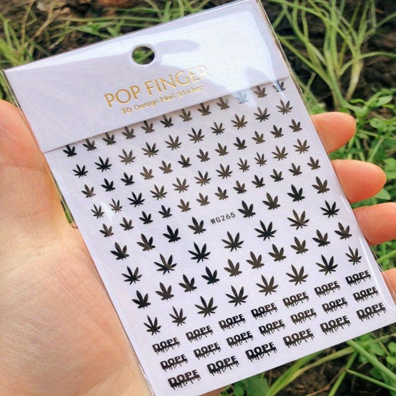 3D Holographic Maple Leaf Nail Art Stickers Self Adhesive Decals