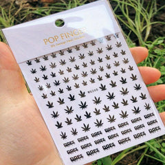 3D Holographic Maple Leaf Nail Art Stickers Self Adhesive Decals