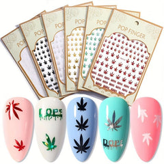 3D Holographic Maple Leaf Nail Art Stickers Self Adhesive Decals