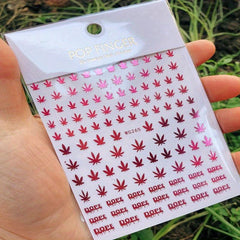 3D Holographic Maple Leaf Nail Art Stickers Self Adhesive Decals