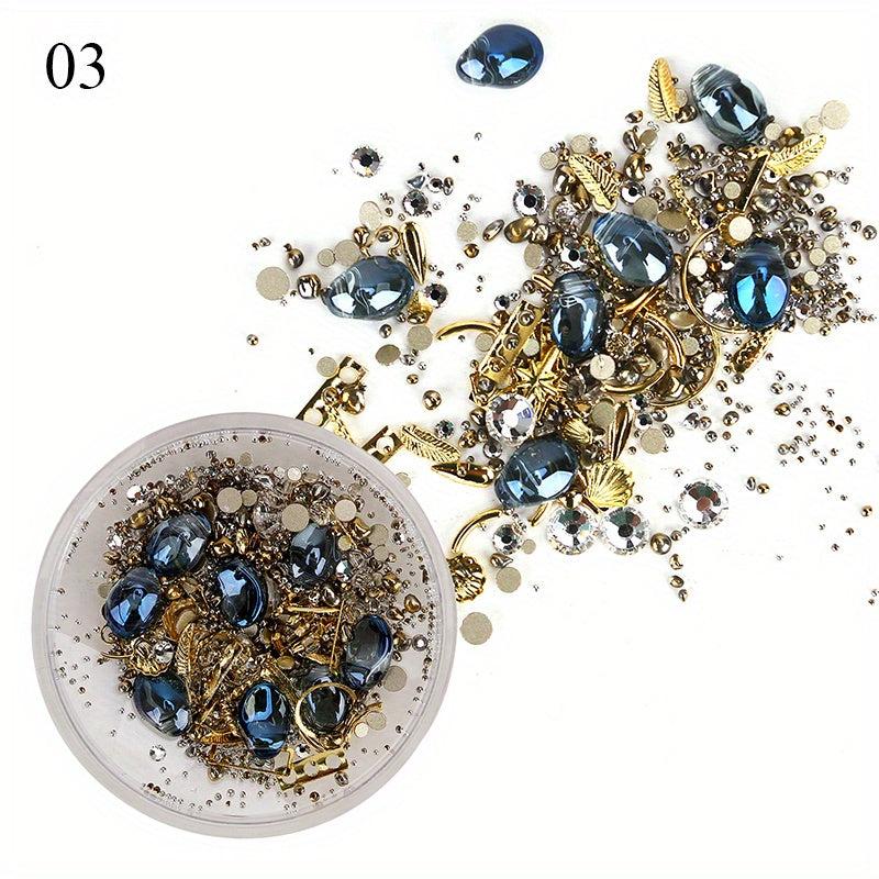 3D Rhinestones Nail Art Decorations Crystal Gems Jewelry Golden AB Stones