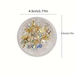 3D Rhinestones Nail Art Decorations Crystal Gems Jewelry Golden AB Stones