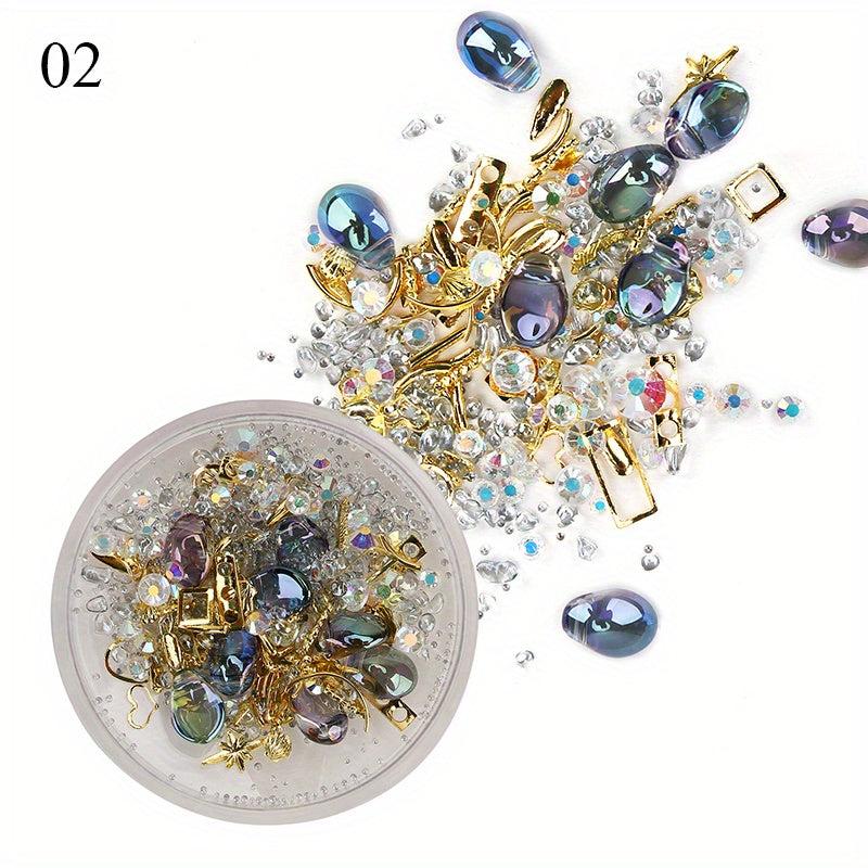 3D Rhinestones Nail Art Decorations Crystal Gems Jewelry Golden AB Stones