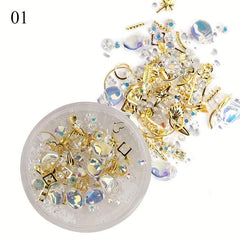 3D Rhinestones Nail Art Decorations Crystal Gems Jewelry Golden AB Stones