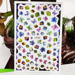 Holographic Laser Flower Nail Stickers Decals, Self Adhesive Art Supplies