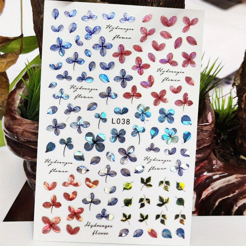 Holographic Laser Flower Nail Stickers Decals, Self Adhesive Art Supplies