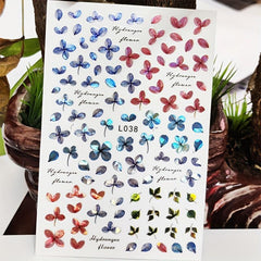 Holographic Laser Flower Nail Stickers Decals, Self Adhesive Art Supplies
