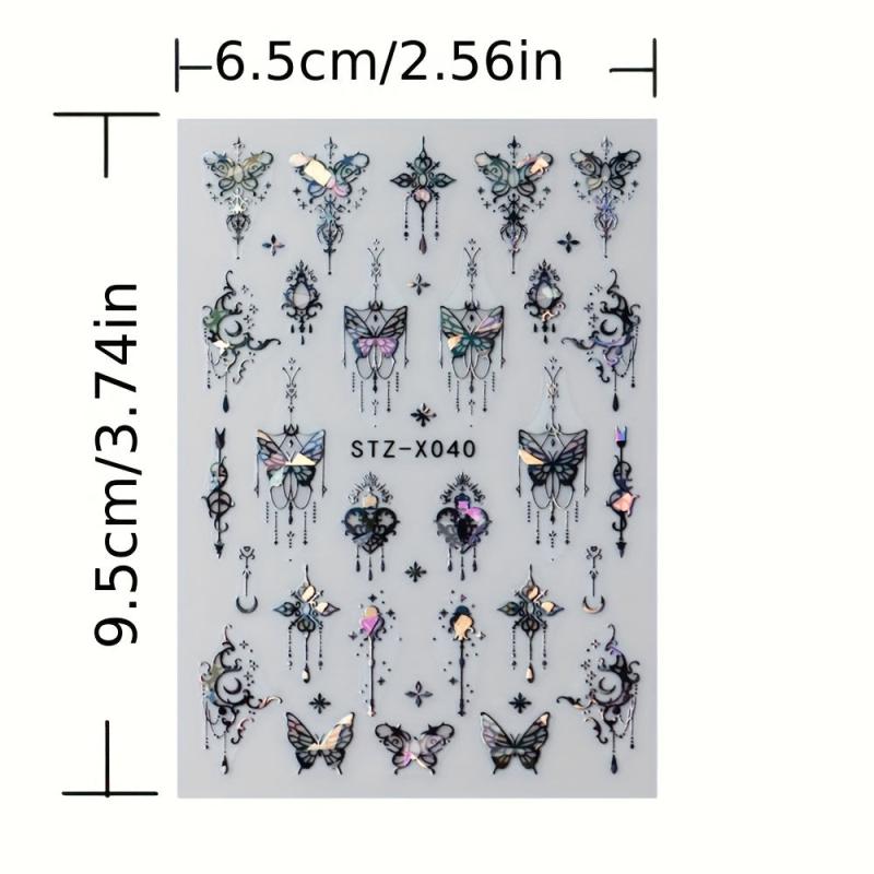 6pcs 3D Laser Aurora Butterfly Nail Art Stickers Self Adhesive Decals