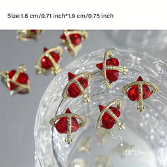 5pcs Heart Nail Charms 3D Purple Rhinestone Jewelry