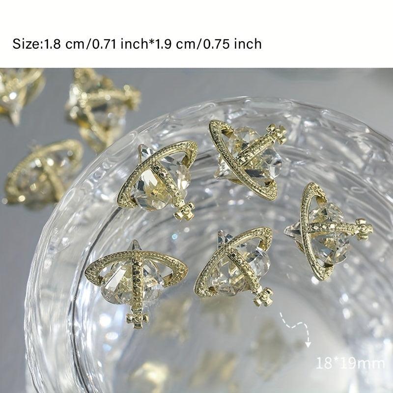 5pcs Heart Nail Charms 3D Purple Rhinestone Jewelry