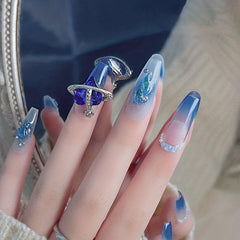 5pcs Heart Nail Charms 3D Purple Rhinestone Jewelry