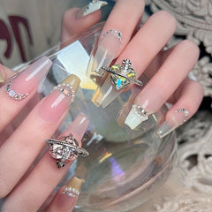 5pcs Heart Nail Charms 3D Purple Rhinestone Jewelry