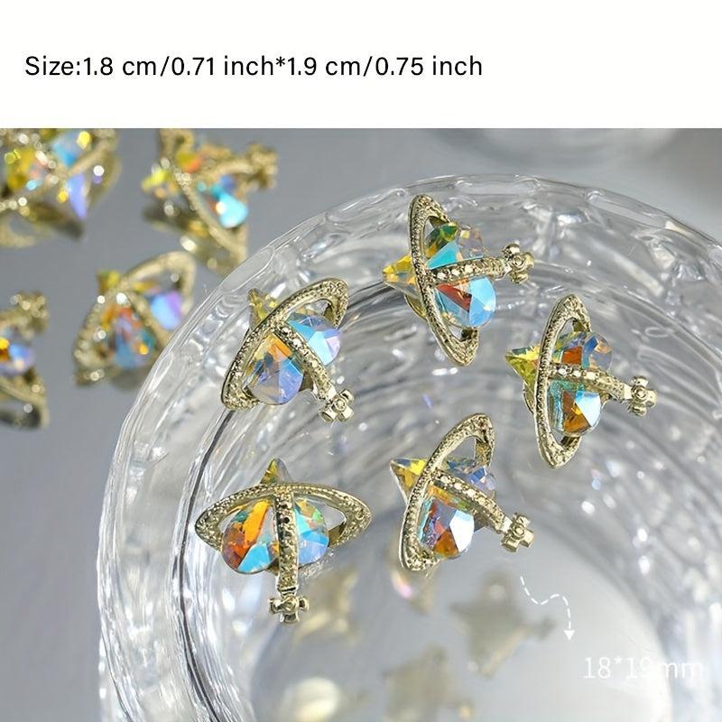 5pcs Heart Nail Charms 3D Purple Rhinestone Jewelry