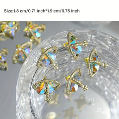 5pcs Heart Nail Charms 3D Purple Rhinestone Jewelry