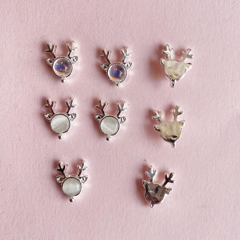 3D Elk Nail Charms Alloy Rhinestones Gems DIY Nail Art Decoration