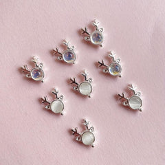 3D Elk Nail Charms Alloy Rhinestones Gems DIY Nail Art Decoration