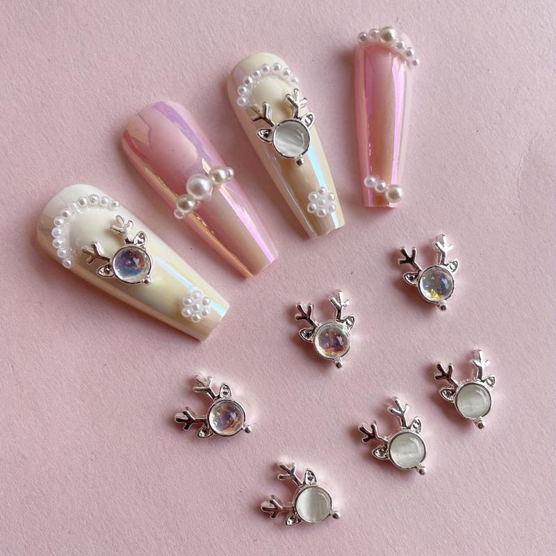 3D Elk Nail Charms Alloy Rhinestones Gems DIY Nail Art Decoration