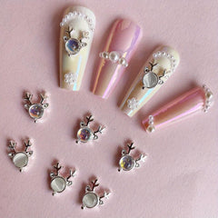 3D Elk Nail Charms Alloy Rhinestones Gems DIY Nail Art Decoration