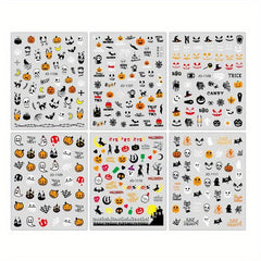 12pcs Halloween Nail Art Stickers Clown Skeleton Bubble Decals