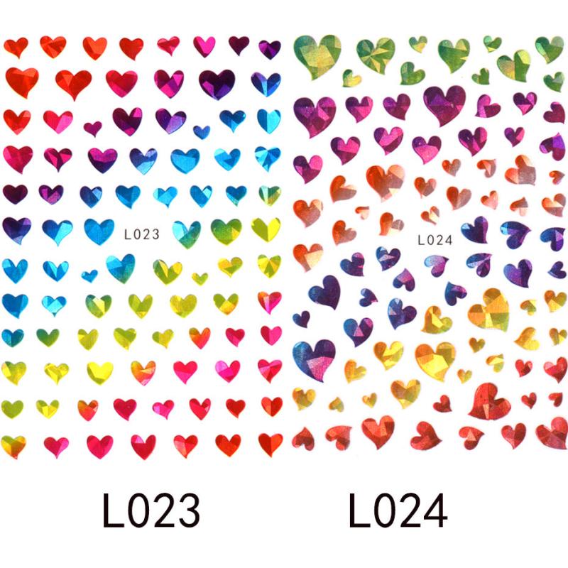 2pcs Laser Heart Nails Art Stickers Romantic Sliders DIY Manicure Decor