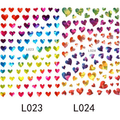 2pcs Laser Heart Nails Art Stickers Romantic Sliders DIY Manicure Decor