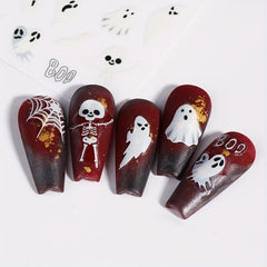 4pcs Luminous Halloween Nail Art Stickers - Pumpkin Ghost Monster Nail Decals