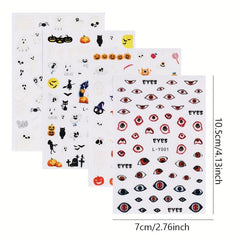 4pcs Luminous Halloween Nail Art Stickers - Pumpkin Ghost Monster Nail Decals
