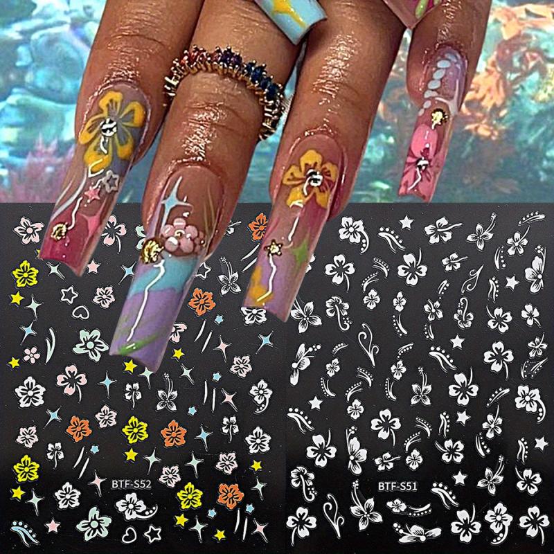 3D Hawaiian Flowers Nail Art Stickers Summer Decoration