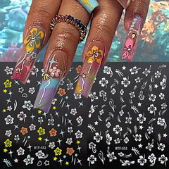 3D Hawaiian Flowers Nail Art Stickers Summer Decoration