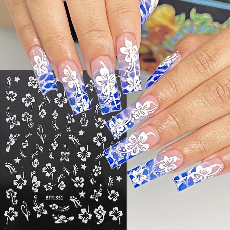 3D Hawaiian Flowers Nail Art Stickers Summer Decoration