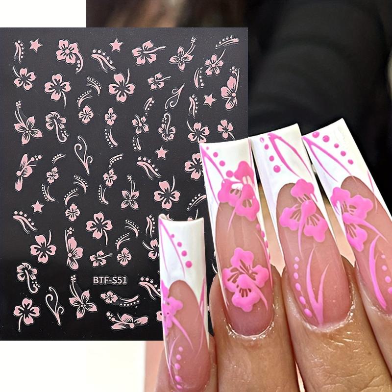 3D Hawaiian Flowers Nail Art Stickers Summer Decoration