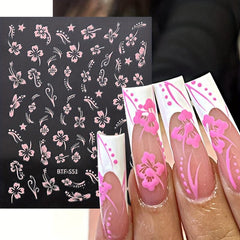 3D Hawaiian Flowers Nail Art Stickers Summer Decoration