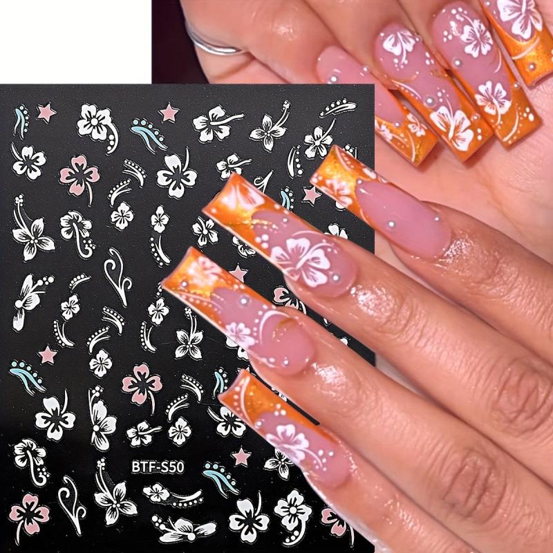 3D Hawaiian Flowers Nail Art Stickers Summer Decoration