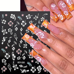 3D Hawaiian Flowers Nail Art Stickers Summer Decoration